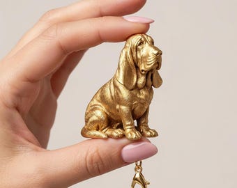 Basset Hound Gold Dog Sculpture Bag Charm thumbnail 4
