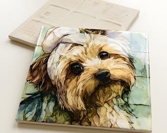 Yorkshire Terrier Spa Dog Ceramic Tile thumbnail 3