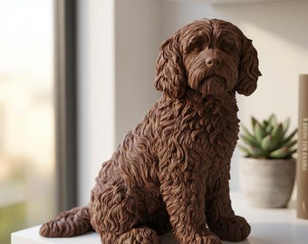 Cockapoo Realistic Seated Dog Statue thumbnail 1