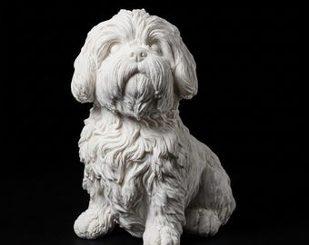 Shih Tzu Realistic Seated Dog Statue thumbnail 2