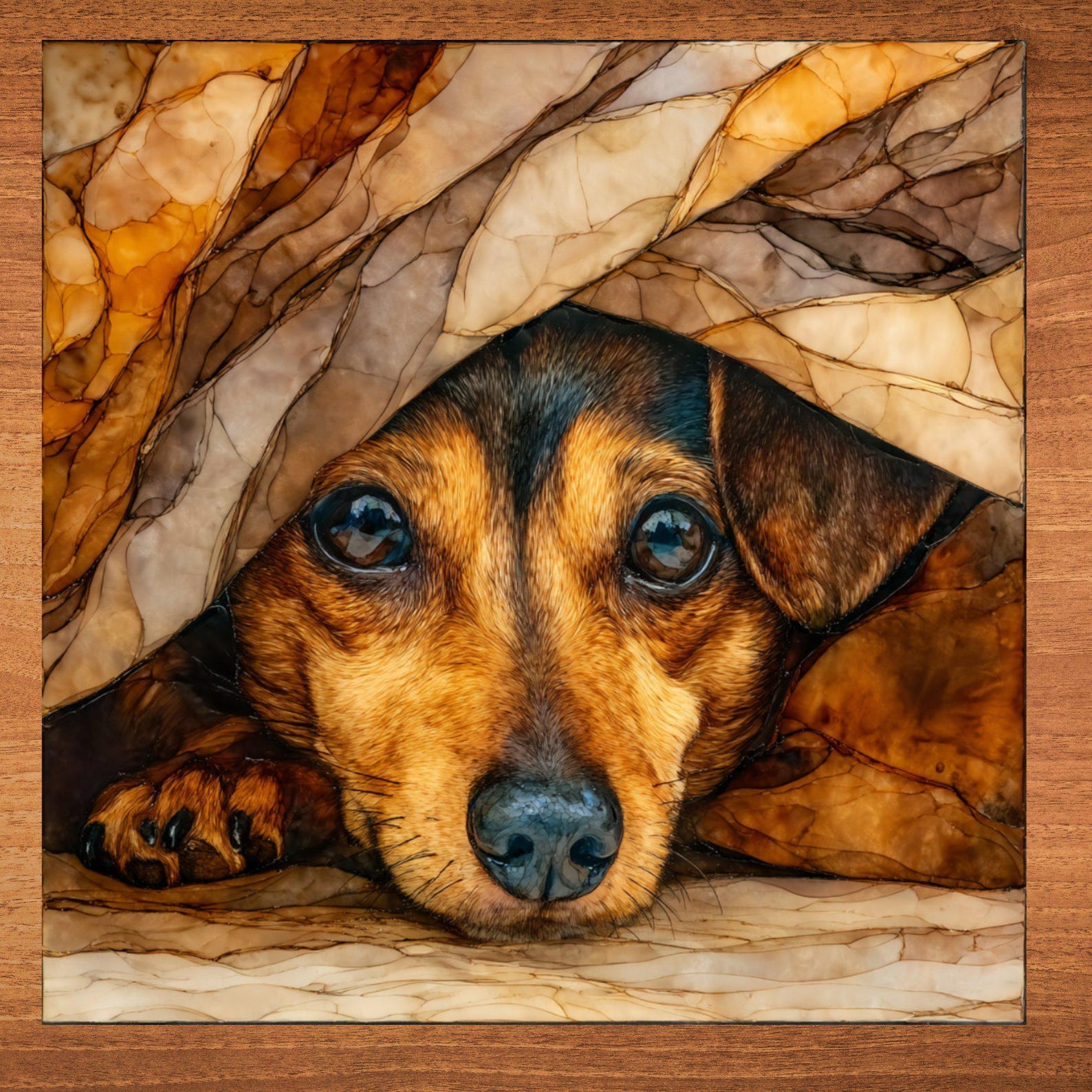 Chiweenie Under the Blanket Ceramic Tile