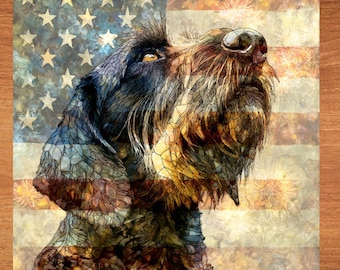 Wirehaired Pointing Griffon USA Flag Patriotic Dog Ceramic Tile thumbnail 1
