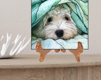 Coton de Tulear Under the Blanket Ceramic Tile thumbnail 2