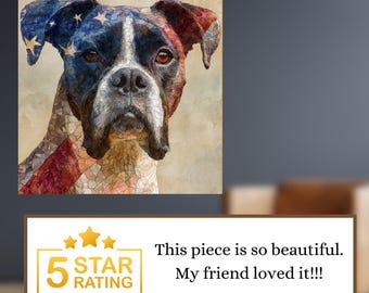Boxer USA Flag Patriotic Dog Ceramic Tile thumbnail 4