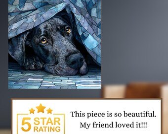 Great Dane Under the Blanket Ceramic Tile thumbnail 3