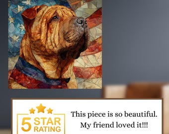 Shar Pei USA Flag Patriotic Dog Ceramic Tile thumbnail 4