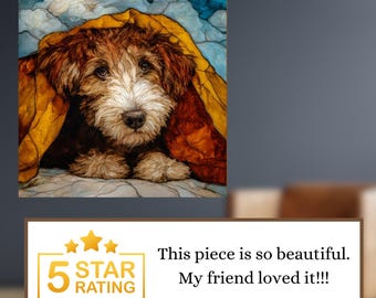 Aussiedoodle Under the Blanket Ceramic Tile thumbnail 3