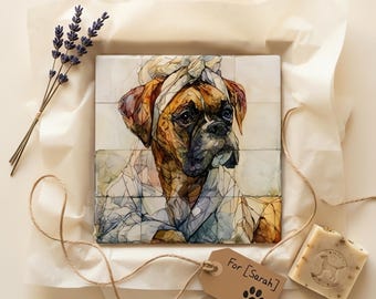 Boxer Spa Dog Ceramic Tile thumbnail 2