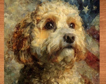 Cockapoo USA Flag Patriotic Dog Ceramic Tile thumbnail 1