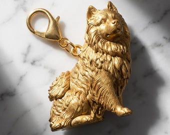 Keeshond Gold Dog Sculpture Bag Charm thumbnail 2