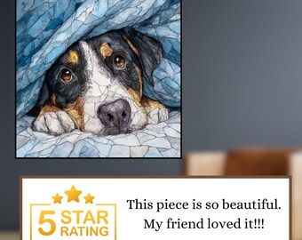 Greater Swiss Mountain Dog Under the Blanket Ceramic Tile thumbnail 3