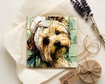 Yorkshire Terrier Spa Dog Ceramic Tile thumbnail 2