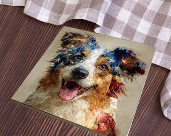 Australian Shepherd USA Flag Patriotic Dog Ceramic Tile thumbnail 3