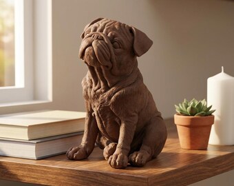 Pug Realistic Seated Dog Statue thumbnail 4