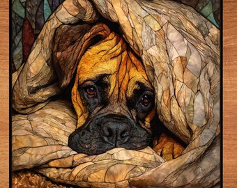 Bullmastiff Under the Blanket Ceramic Tile thumbnail 1