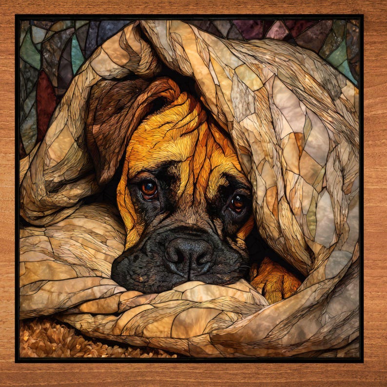 Bullmastiff Under the Blanket Ceramic Tile