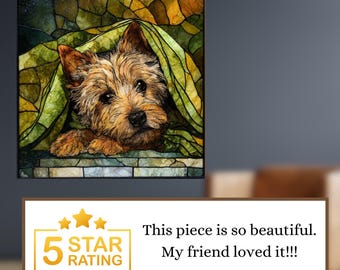 Cairn Terrier Under the Blanket Ceramic Tile thumbnail 3