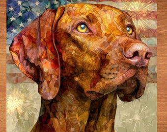 Vizsla USA Flag Patriotic Dog Ceramic Tile thumbnail 1