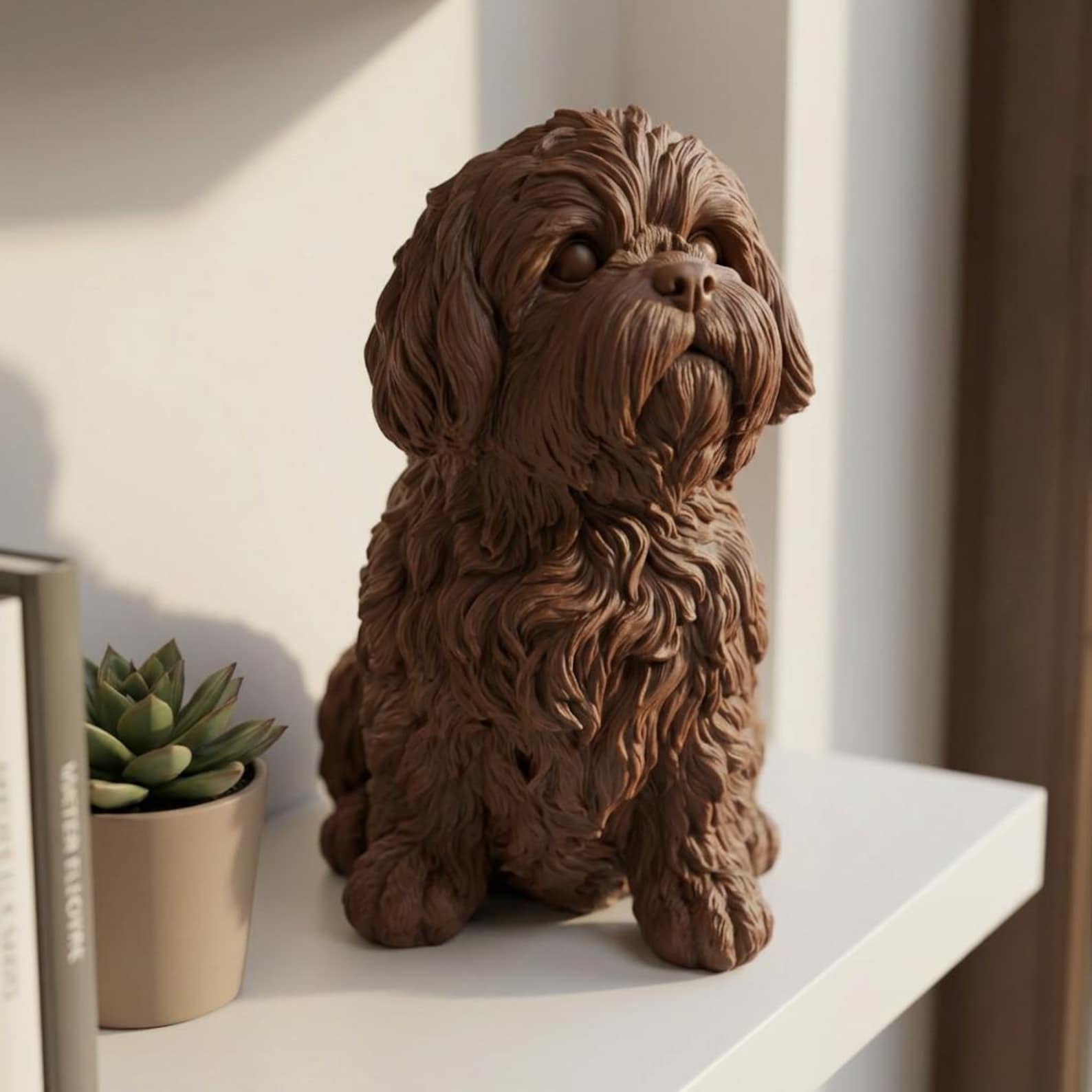 Shih Tzu Realistic Seated Dog Statue