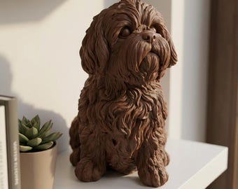 Shih Tzu Realistic Seated Dog Statue thumbnail 1