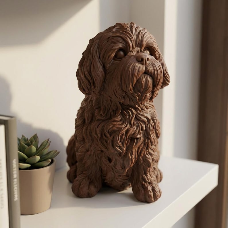 Shih Tzu Realistic Seated Dog Statue