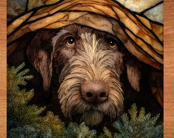 German Wirehaired Pointer Under the Blanket Ceramic Tile thumbnail 1