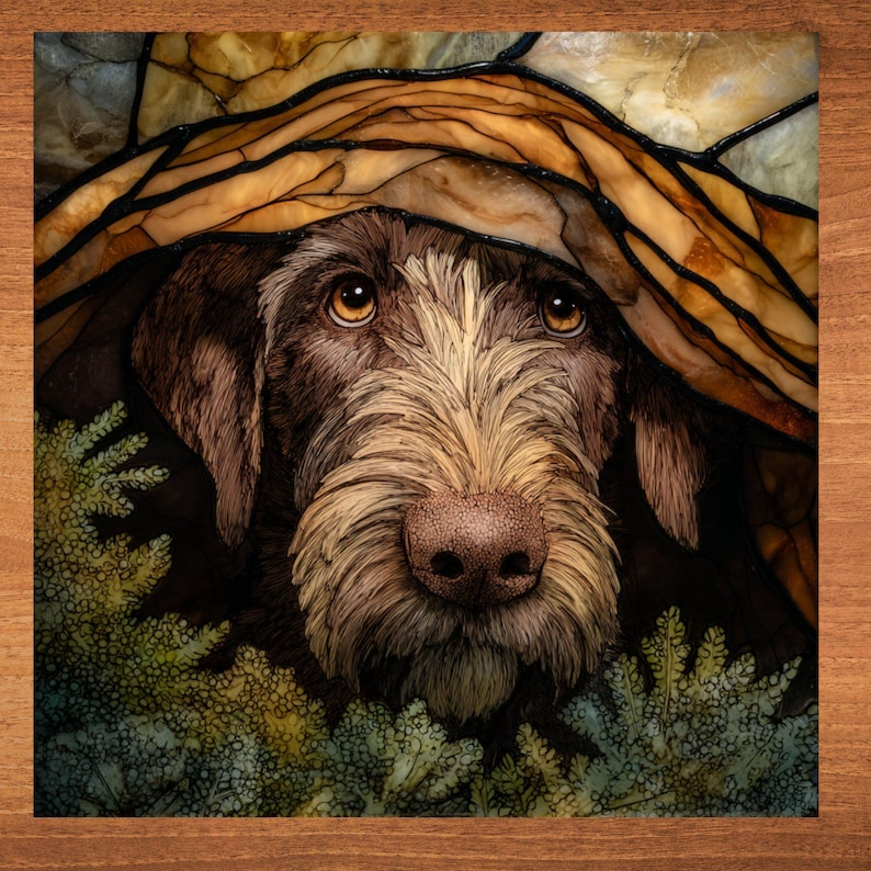 German Wirehaired Pointer Under the Blanket Ceramic Tile
