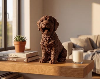 Schnoodle Realistic Seated Dog Statue thumbnail 4