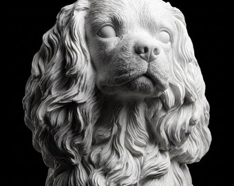 Cavalier King Charles Spaniel Realistic Seated Dog Statue thumbnail 2