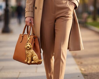 Goldendoodle Gold Dog Sculpture Bag Charm thumbnail 3