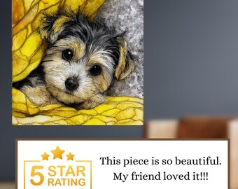Morkie Under the Blanket Ceramic Tile thumbnail 3