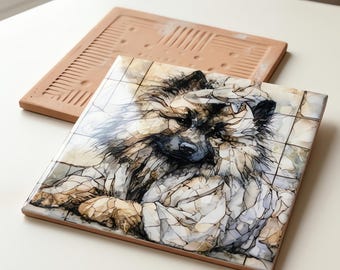 Keeshond Spa Dog Ceramic Tile thumbnail 3