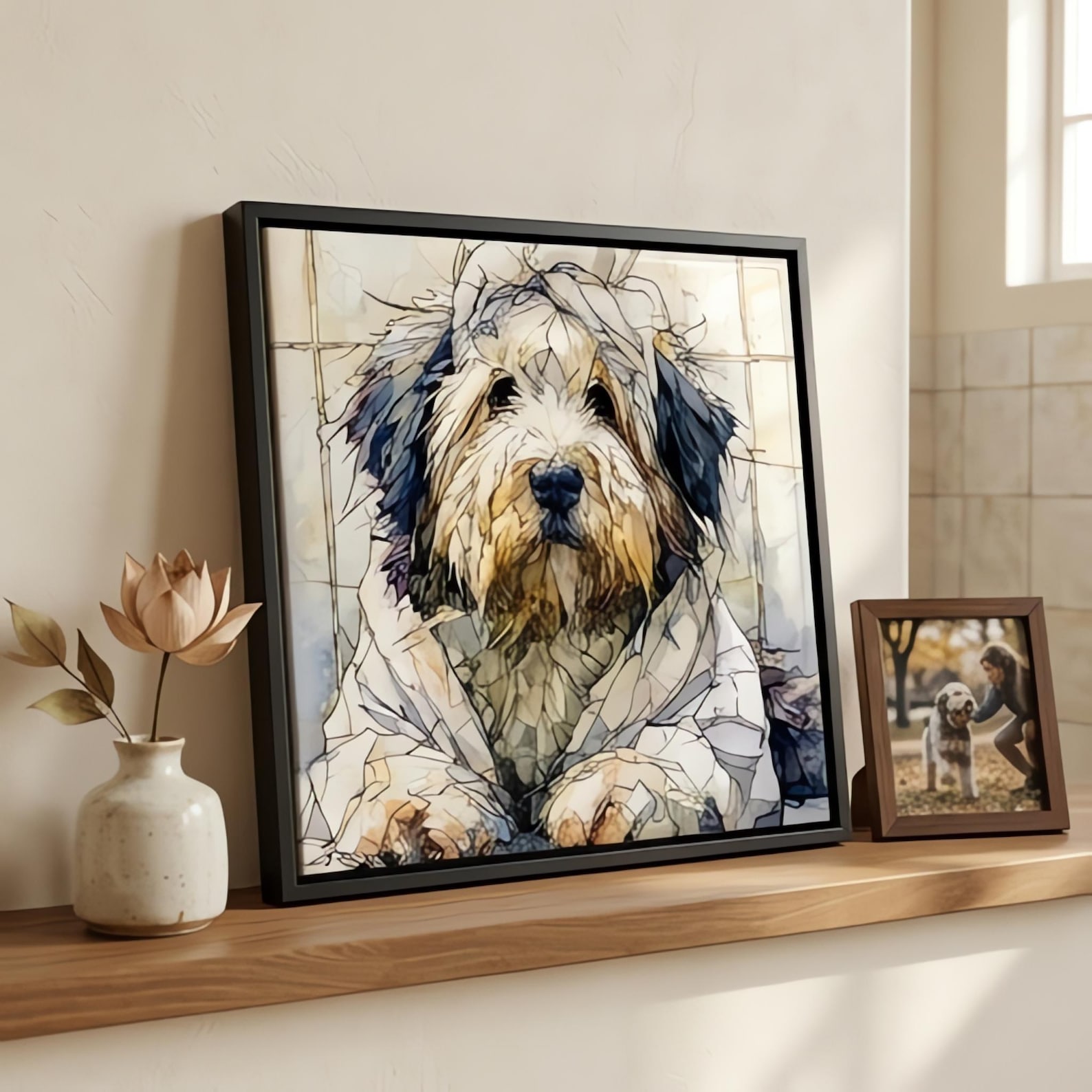 Old English Sheepdog Spa Dog Ceramic Tile