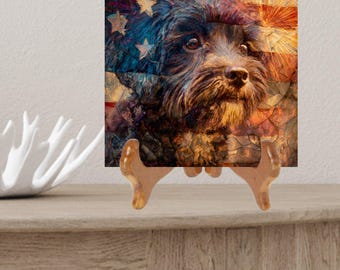 Havanese USA Flag Patriotic Dog Ceramic Tile thumbnail 2