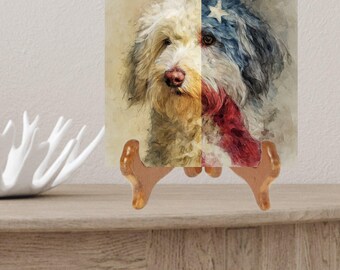 Coton de Tulear USA Flag Patriotic Dog Ceramic Tile thumbnail 2