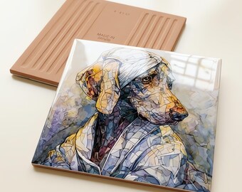 Weimaraner Spa Dog Ceramic Tile thumbnail 3