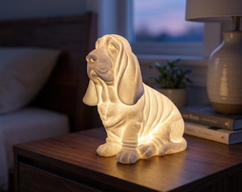 Basset Hound Dog Luminary Night Light, Glowing Sculpture, USB LED Warm Light, Basset Hound Lover Gift, 6 Inch