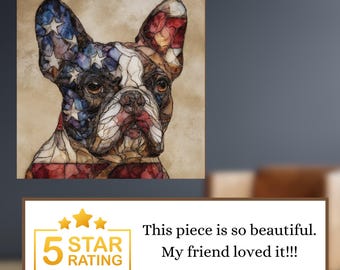French Bulldog USA Flag Patriotic Dog Ceramic Tile thumbnail 4