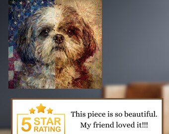 Shih Tzu USA Flag Patriotic Dog Ceramic Tile thumbnail 4