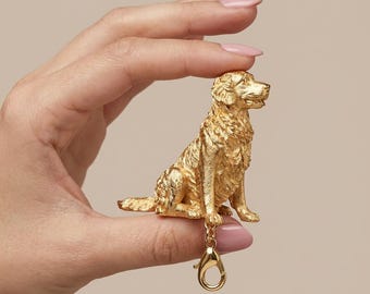 Golden Retriever Gold Dog Sculpture Bag Charm thumbnail 4