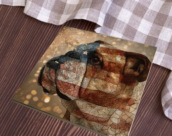 English Bulldog USA Flag Patriotic Dog Ceramic Tile thumbnail 3