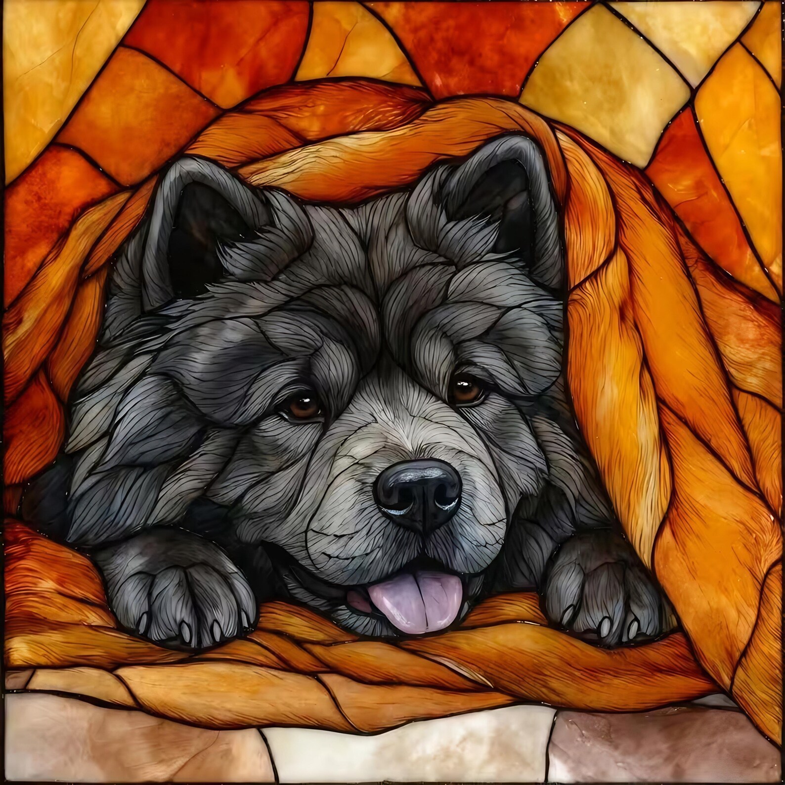 Chow Chow Under the Blanket Ceramic Tile