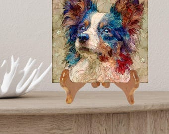 Papillon USA Flag Patriotic Dog Ceramic Tile thumbnail 2