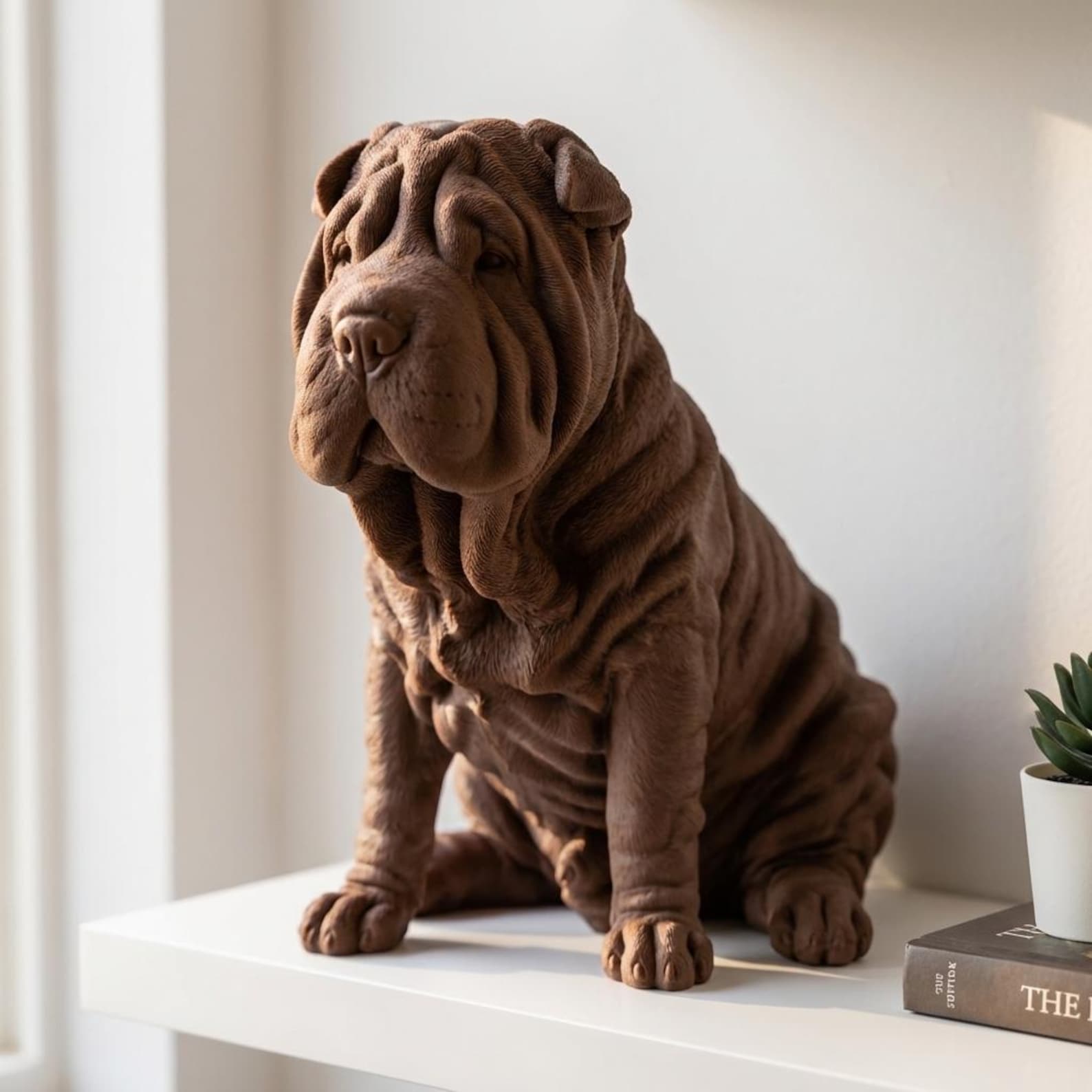 Shar Pei Realistic Seated Dog Statue