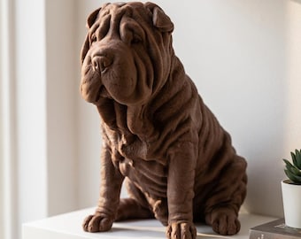 Shar Pei Realistic Seated Dog Statue thumbnail 1
