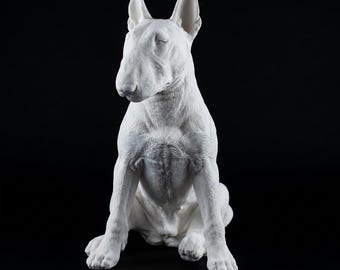 Bull Terrier Realistic Seated Dog Statue thumbnail 2
