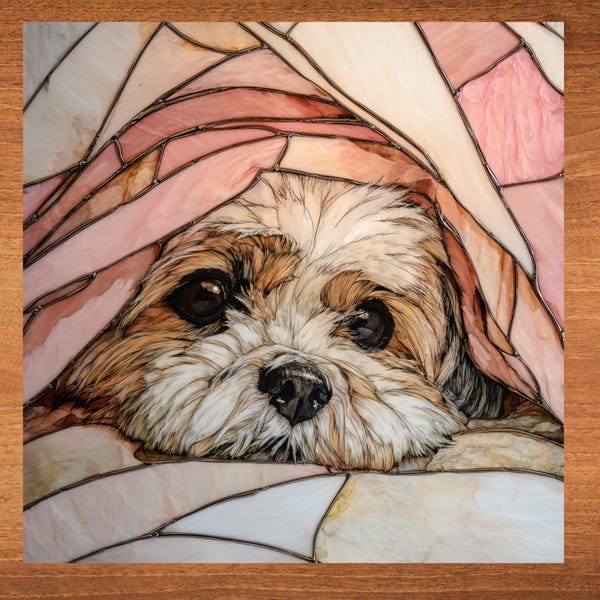 Shih Tzu Ceramic Tile Art Dog Peeking Under a Blanket Gift Pet Owner Lover Wall Decor Mom Gift Doglying