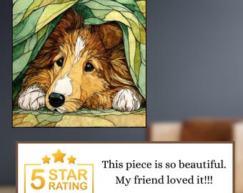Border Collie Under the Blanket Ceramic Tile thumbnail 3