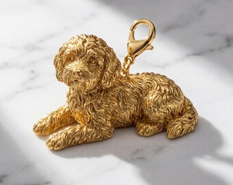 Cockapoo Gold Dog Sculpture Bag Charm thumbnail 2