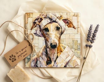 Greyhound Spa Dog Ceramic Tile thumbnail 2